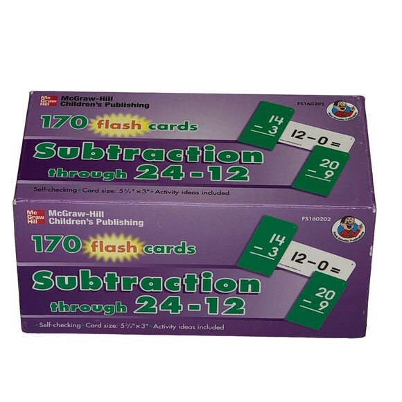 McGraw Hill Flash Cards Math Subtraction thru 24-12 Self Checking Homeschool - Picture 1 of 10